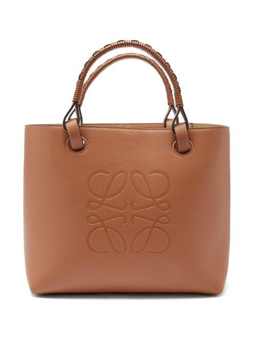 Loewe - Anagram-debossed Leather Tote Bag - Womens - Tan