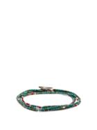 Matchesfashion.com M Cohen - Bead Embellished Sterling Silver Wrap Bracelet - Mens - Green Multi