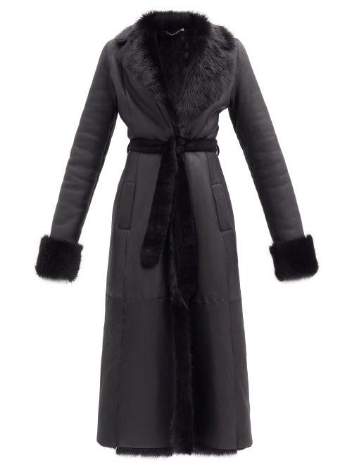 Matchesfashion.com Ludovic De Saint Sernin - Belted Leather And Shearling Coat - Womens - Black