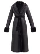 Matchesfashion.com Ludovic De Saint Sernin - Belted Leather And Shearling Coat - Womens - Black