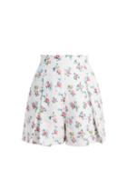Matchesfashion.com Emilia Wickstead - Leslie High Waisted Linen Shorts - Womens - White Print