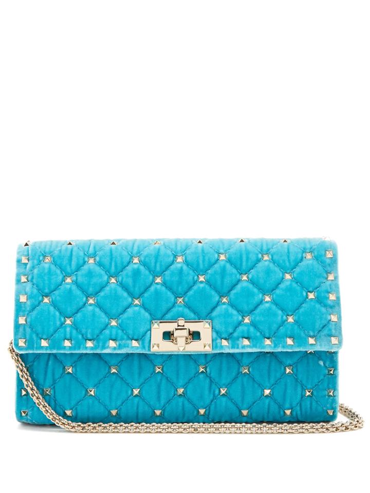 Valentino Rockstud Spike Quilted-velvet Clutch