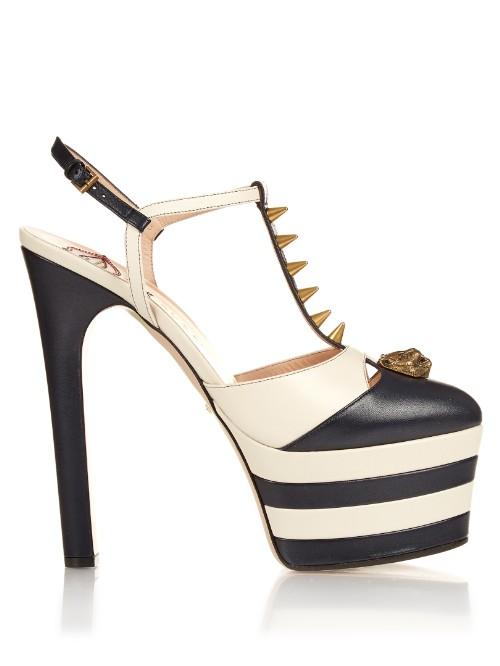 Gucci Angel Spike-embellished Leather Platform Sandals