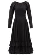 Matchesfashion.com Molly Goddard - Alonya Hand-gathered Cotton-voile Midi Dress - Womens - Black