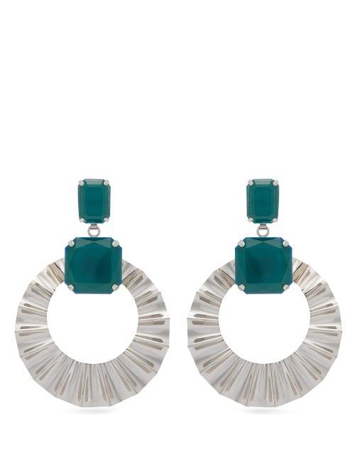 Matchesfashion.com Isabel Marant - Stone Hoop Drop Earrings - Womens - Green