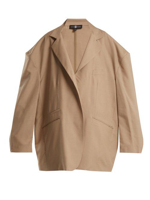 Matchesfashion.com Edward Crutchley - Oversized Notch Lapel Wool Blend Blazer - Womens - Beige