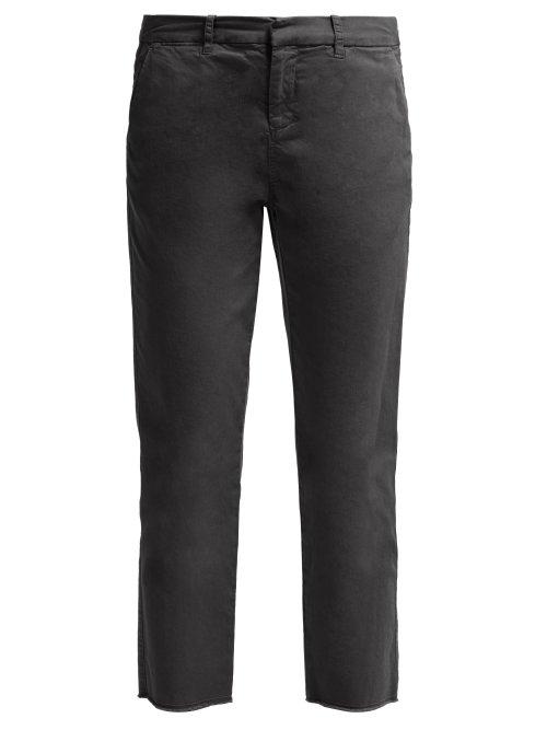 Matchesfashion.com Nili Lotan - Montauk Cropped Twill Chino Trousers - Womens - Dark Grey