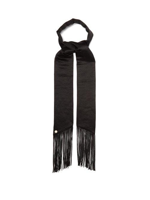 Matchesfashion.com Ann Demeulemeester - Fringe Trimmed Linen Blend Scarf - Womens - Black