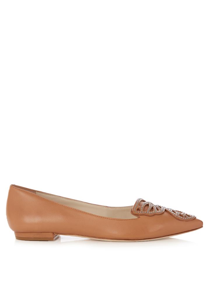 Sophia Webster Bibi Butterfly Stud-embellished Leather Flats