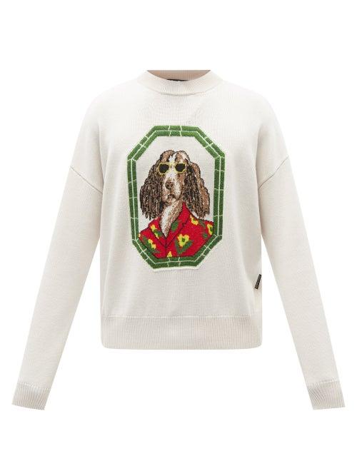 Palm Angels - Ziggy-intarsia Wool Sweater - Mens - White