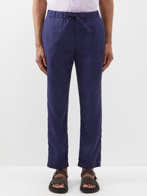 Frescobol Carioca - Oscar Drawstring-waist Linen-blend Trousers - Mens - Navy