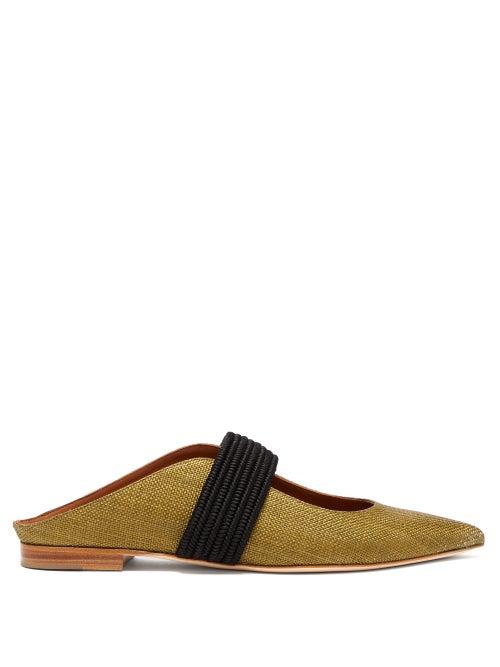 Matchesfashion.com Malone Souliers - Mara Canvas Backless Loafers - Womens - Black Khaki