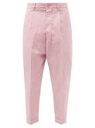Ami - Single-pleat Cotton Carrot-leg Trousers - Mens - Light Pink