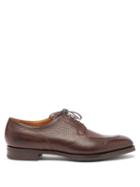 Edward Green - Dover Grained-leather Derby Shoes - Mens - Dark Brown