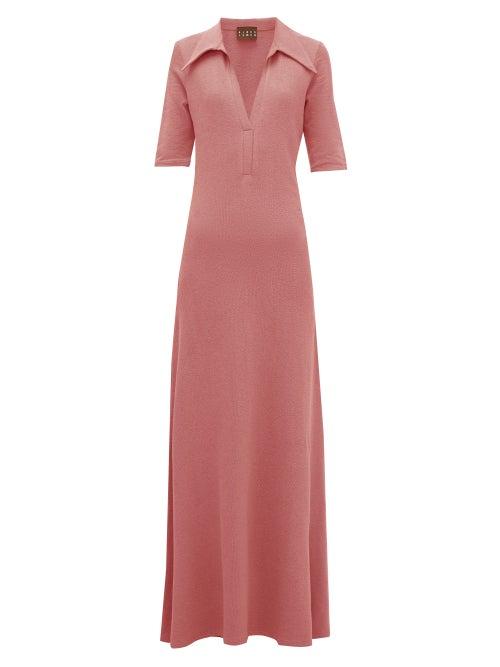 Matchesfashion.com Albus Lumen - Point-collar Terry Cotton Shirt Dress - Womens - Pink