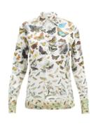 Matchesfashion.com Alister Mackie - Illustrative-print Silk-faille Shirt - Womens - Ivory Multi