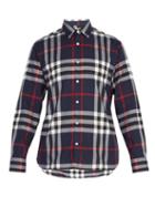 Matchesfashion.com Burberry - Richard Medium Check Cotton Shirt - Mens - Navy Multi