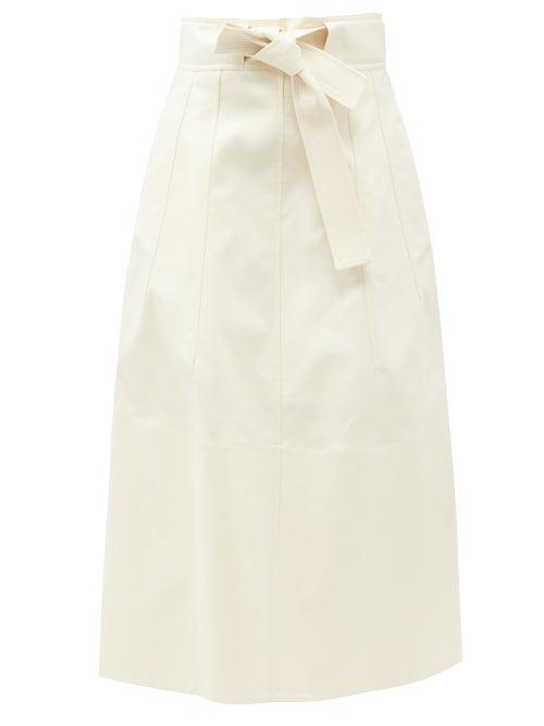 Matchesfashion.com Jil Sander - A-line Cotton-piqu Midi Skirt - Womens - Cream
