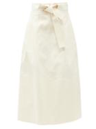 Matchesfashion.com Jil Sander - A-line Cotton-piqu Midi Skirt - Womens - Cream