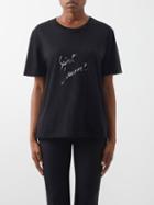 Saint Laurent - Script-logo Cotton-jersey T-shirt - Womens - Black White