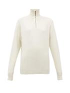 Matchesfashion.com Extreme Cashmere - No.102 Here Half Zip Cashmere Blend Sweater - Womens - Ivory