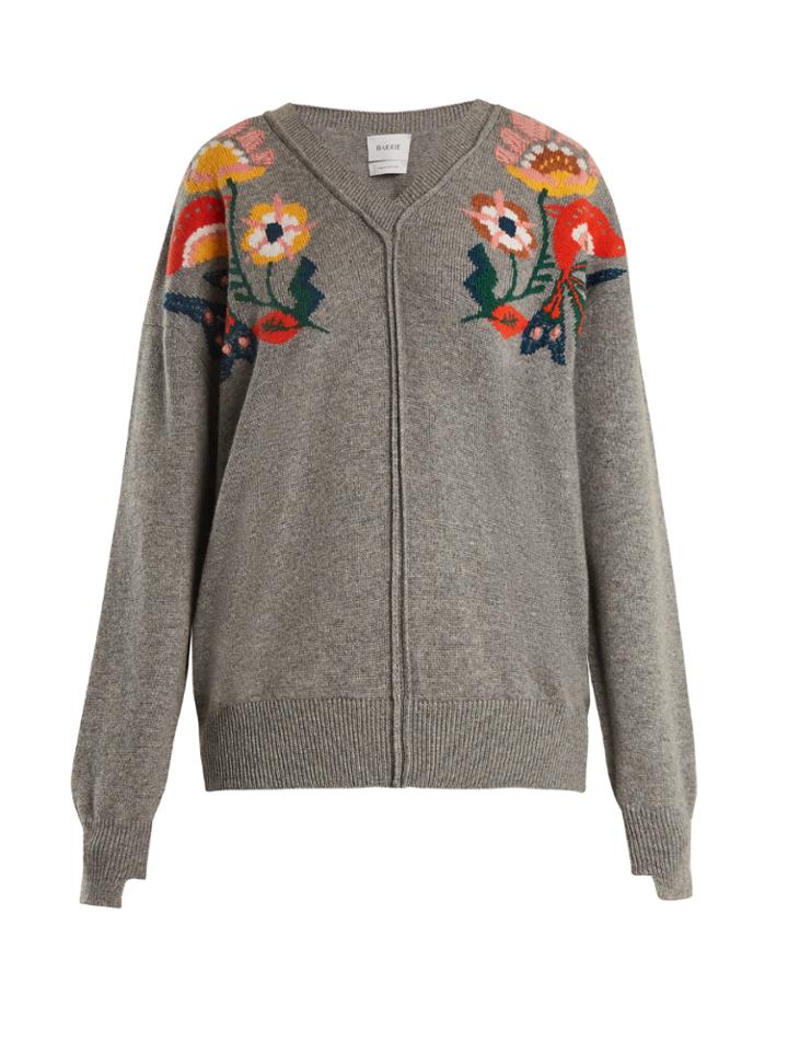 Barrie Urban Folk V-neck Floral-intarsia Sweater