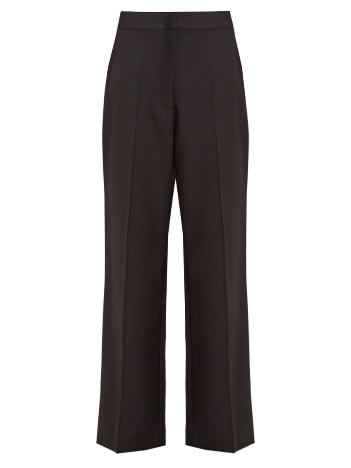 Stella Mccartney Satin-striped Wide-leg Wool Trousers