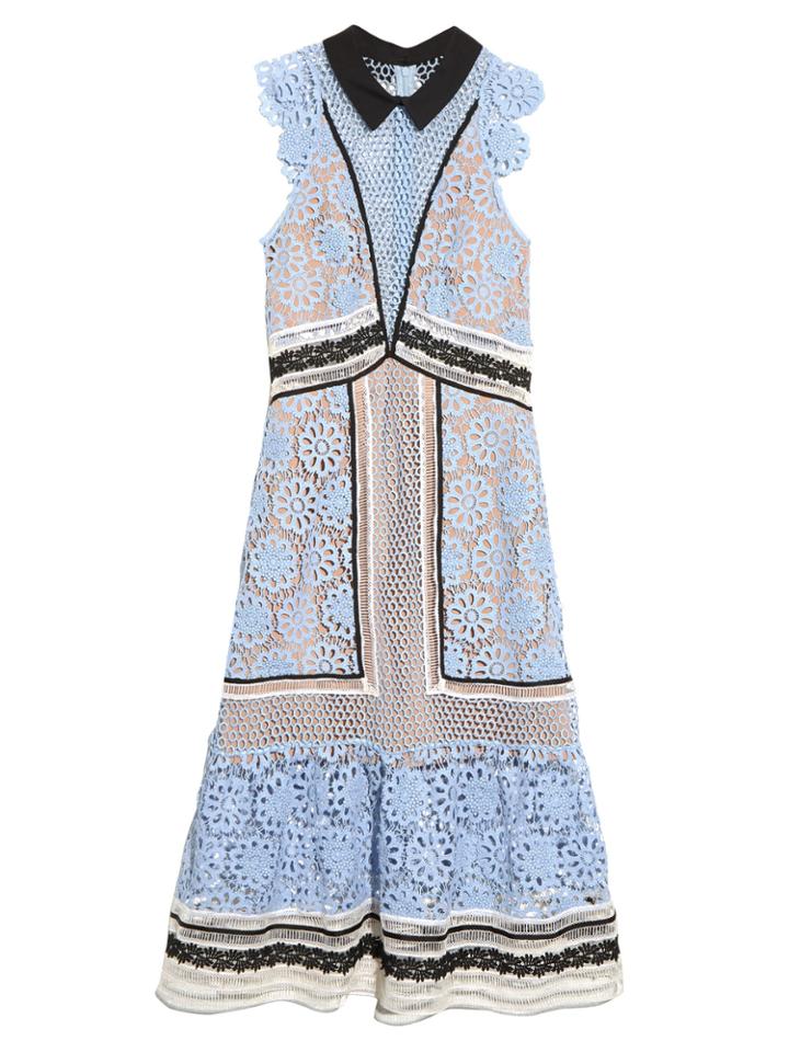Self-portrait Floral Guipure-lace Panelled Midi Dress