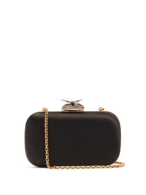 Matchesfashion.com Alexander Mcqueen - Butterfly Silk Satin Clutch - Womens - Black