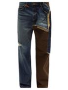 Mihara Yasuhiro - Combined Straight-leg Cotton-twill Chino Jeans - Mens - Blue Multi