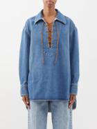 Petar Petrov - Legend Tie-front Denim Shirt - Womens - Mid Denim