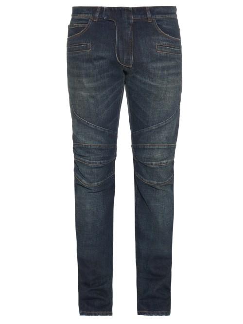 Balmain Biker Distressed Slim-leg Jeans
