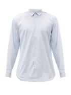 Matchesfashion.com Comme Des Garons Shirt - Zipped-seam Striped Cotton Shirt - Mens - Blue