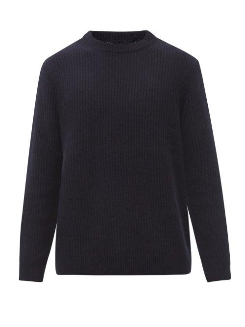 Nudie Jeans - August Crew-neck Ribbed Wool Sweater - Mens - Navy