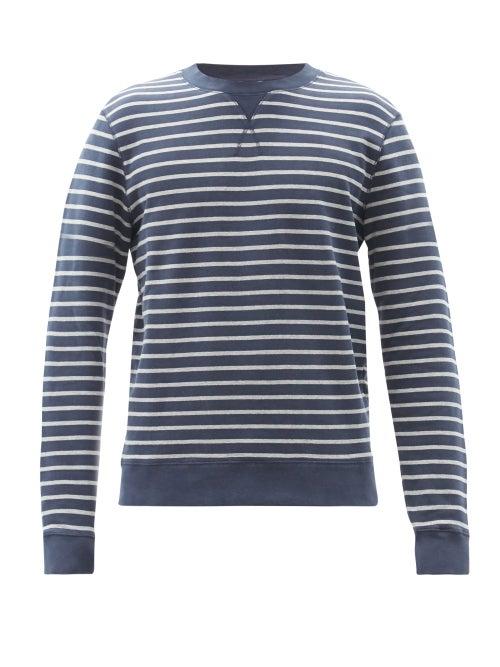Matchesfashion.com Sunspel - Crew-neck Striped Cotton-jersersey Sweatshirt - Mens - Navy Multi