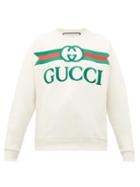 Matchesfashion.com Gucci - Logo-embroidered Loopback Cotton-jersey Sweater - Womens - Beige Multi