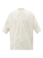 11.11 / Eleven Eleven - Striped-seam Cotton Short-sleeved Shirt - Mens - Cream