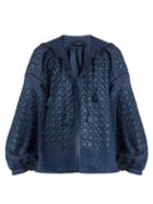 Matchesfashion.com Vita Kin - Strawberry Field Mid Weight Linen Blouse - Womens - Blue