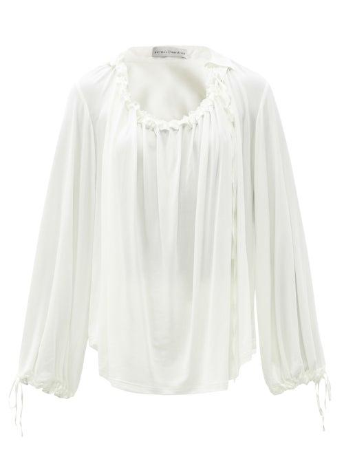 Matchesfashion.com Palmer//harding - First Moment Ruched Jersey Blouse - Womens - Ivory