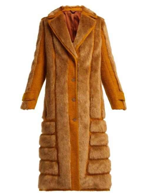 Matchesfashion.com Acne Studios - Faux Fur Trimmed Jute Blend Coat - Womens - Yellow