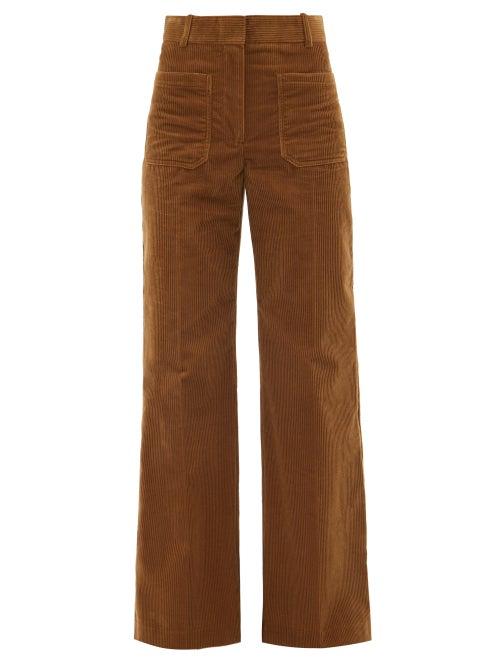 Victoria Beckham - Alina Corduroy Wide-leg Trousers - Womens - Camel
