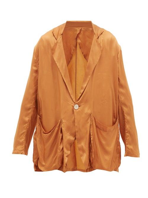 Matchesfashion.com Edward Cuming - Oversized Washed-cupro Blazer - Mens - Dark Brown