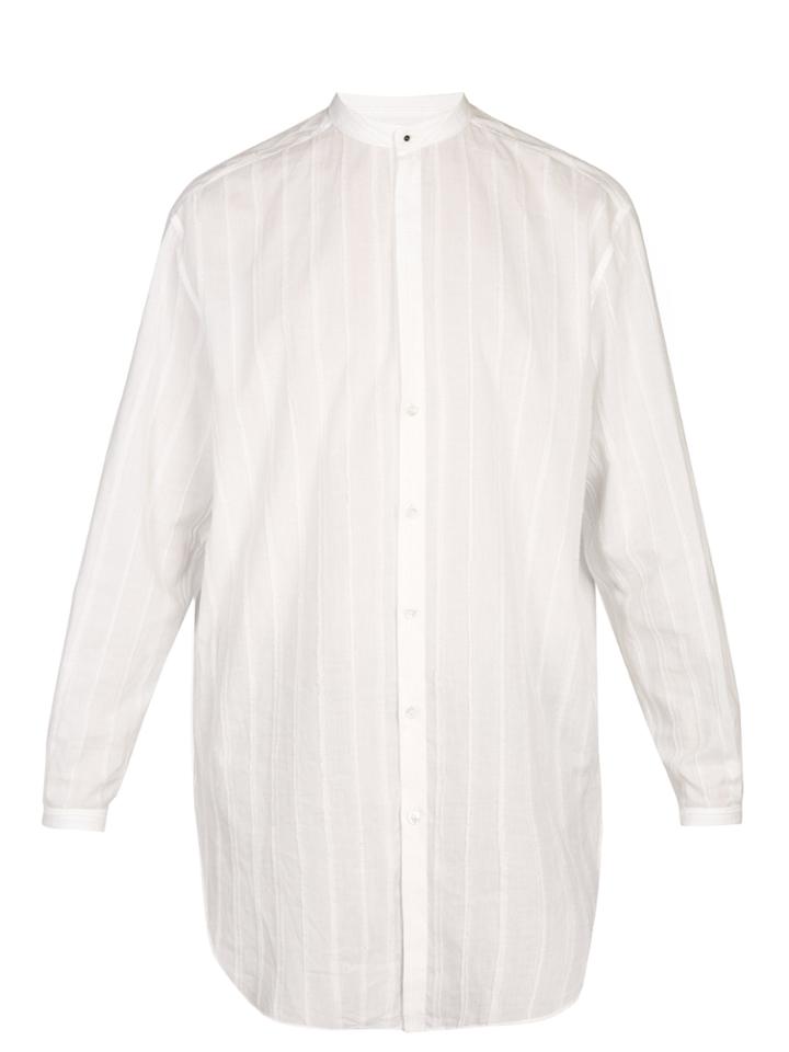 Saint Laurent Grandad-collar Striped Shirt