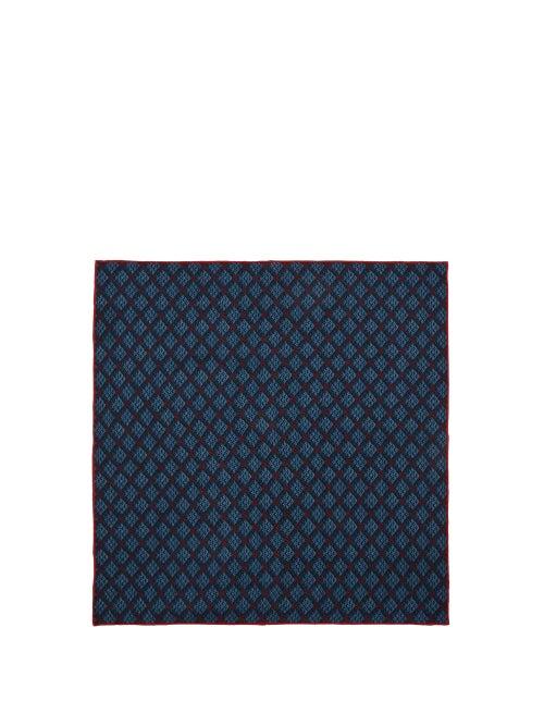 Matchesfashion.com Gucci - Gg-logo Print Silk Pocket Square - Mens - Blue Multi