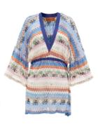 Matchesfashion.com Missoni Mare - V-neck Zigzag-knitted Kaftan - Womens - Multi