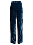 Matchesfashion.com Jupe By Jackie - Moritz Embroidered Silk Velvet Trousers - Womens - Mid Blue