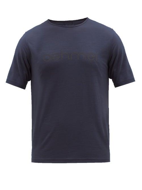 Matchesfashion.com Ashmei - Carbon Logo Print Technical Merino Blend T Shirt - Mens - Navy