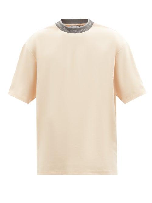 Acne Studios - Extorr Logo-jacquard Jersey T-shirt - Mens - Cream