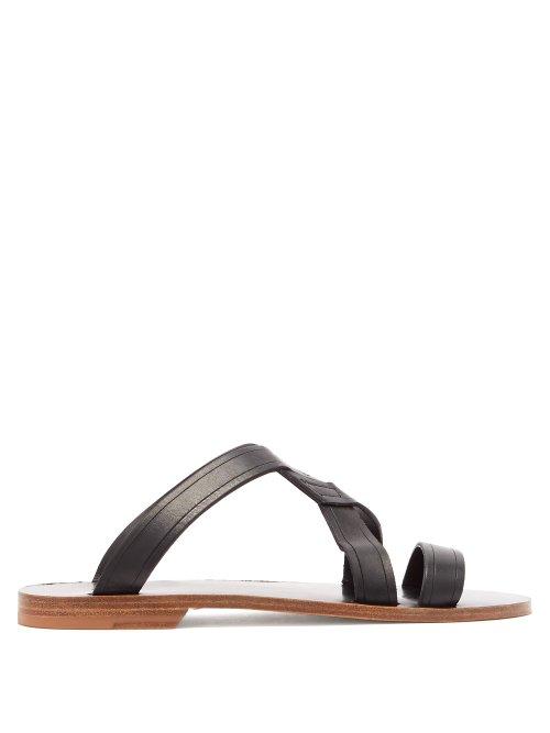 Matchesfashion.com A.p.c. - Yael Cross Over Leather Slides - Womens - Black