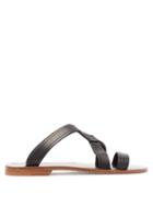 Matchesfashion.com A.p.c. - Yael Cross Over Leather Slides - Womens - Black